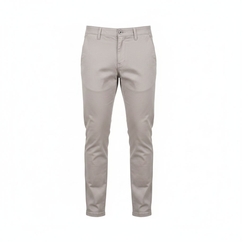 Grey Slim-Fit Chino Trousers for Teens – Front Ghost Mannequin