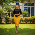 Women's Black & Mustard Two-Piece Co-ord Set – Nigerian Female Model