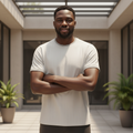 Contrast Tipped Tee – Nigerian Male Model Front View
