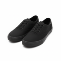 Men's triple black canvas low-top skate sneakers ghost mannequin front view