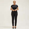 Women's Crew-Neck Short-Sleeve Fitted Crop Tee - Nigerian Female Model