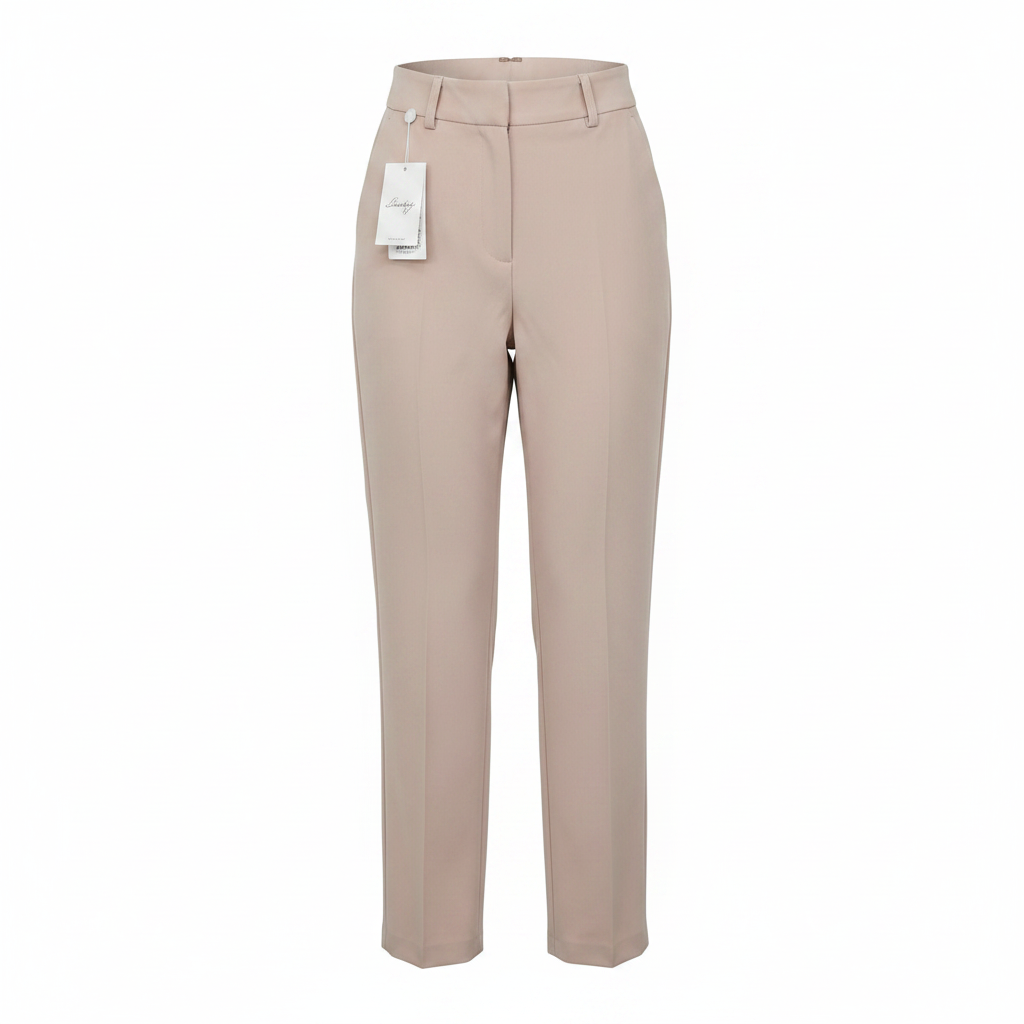 Ghost mannequin — Women's Beige High-Waist Straight-Leg Trousers