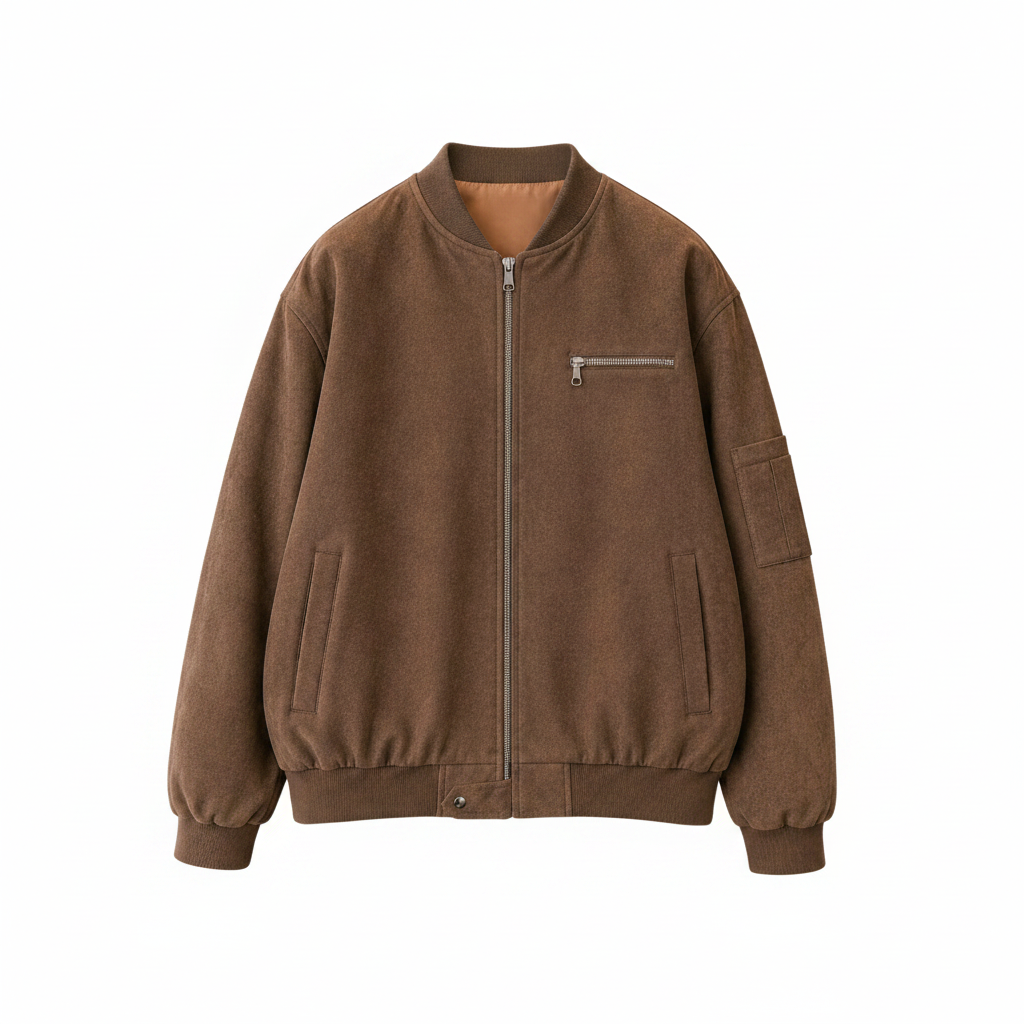 Men's Camel Suede-Effect Utility Bomber Jacket – Ghost Mannequin