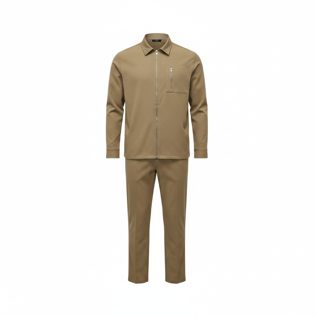 Men's Long-Sleeve Zip Co-ord Set – Ghost Mannequin Khaki