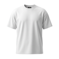 Plain white crew-neck T-shirt with short sleeves on an invisible mannequin