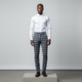 Navy White Plaid Trousers – Front Model