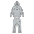 Light-grey curved-piping hoodie and jogger set on an invisible mannequin