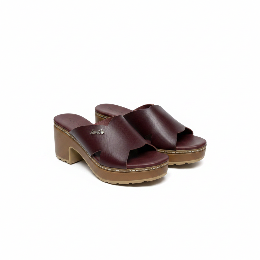 Kenneth Cole WD134-8 Burgundy Platform Cross-Strap Mules – Catalog Shot