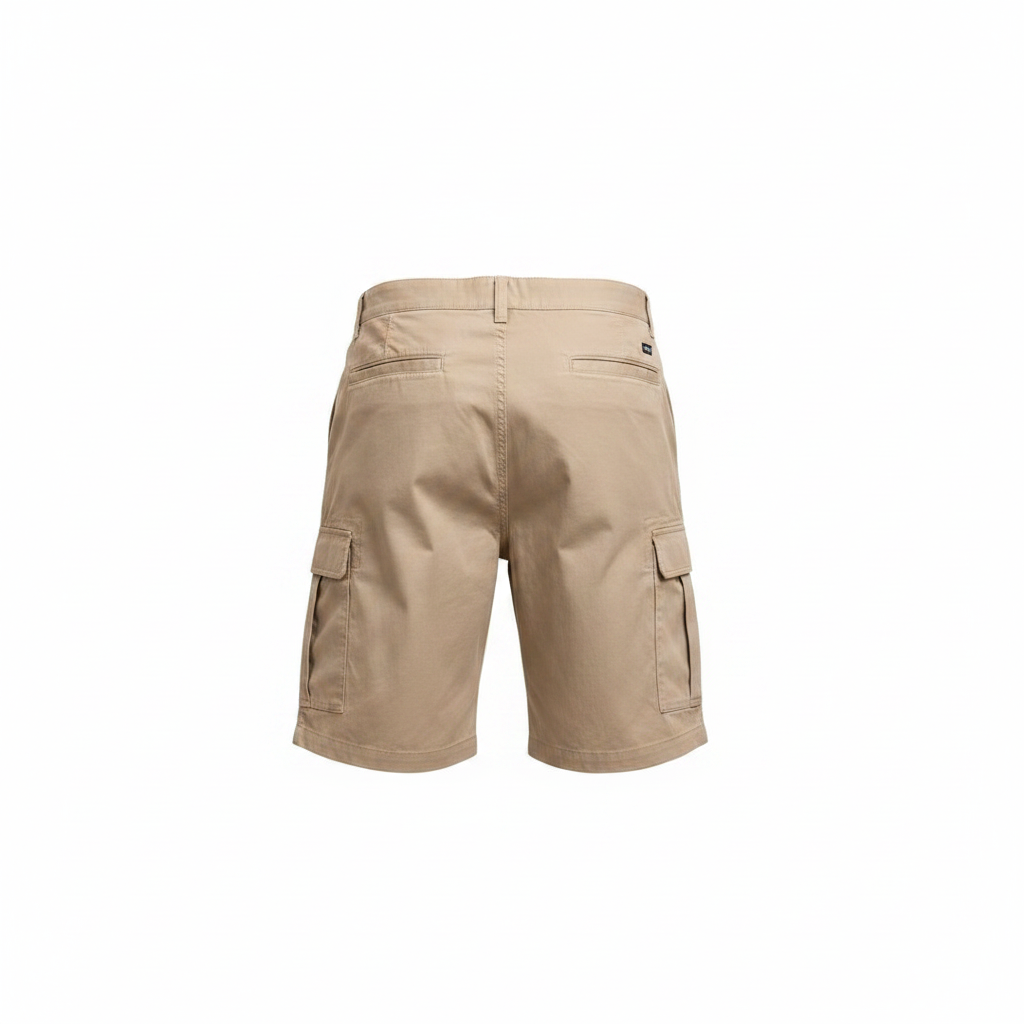 Khaki Cargo Shorts – Back Ghost Mannequin
