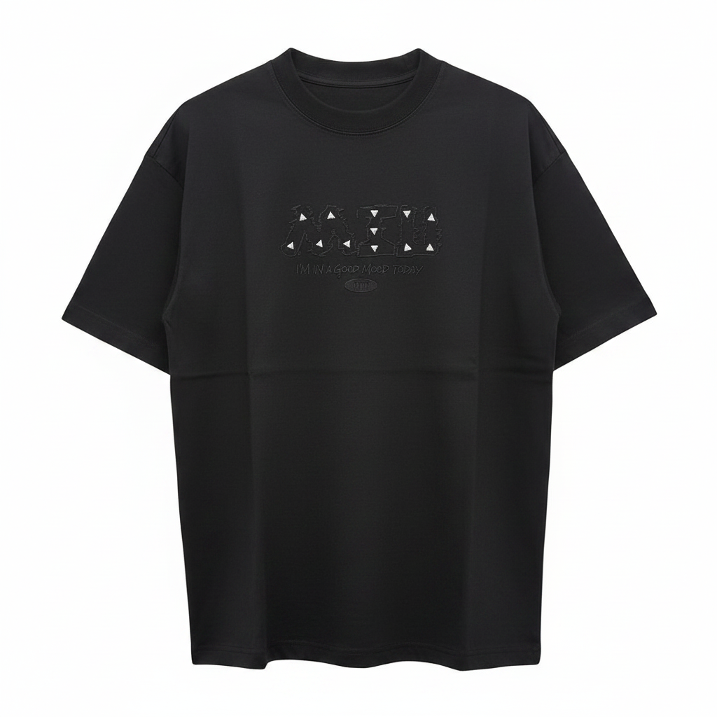 Black NAFU Graphic Oversized Tee - Ghost Mannequin Front