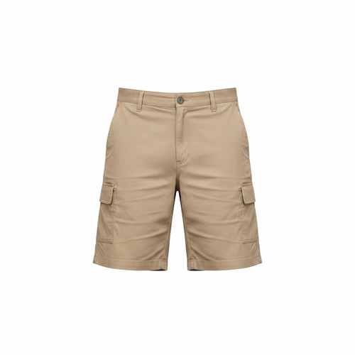 Khaki Cargo Shorts – Front Ghost Mannequin