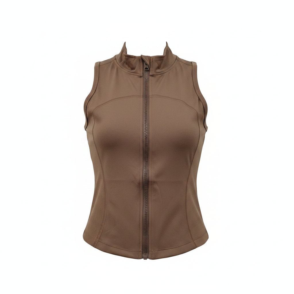 Mocha Brown Sleeveless Zip-Up Activewear Vest – Ghost Mannequin