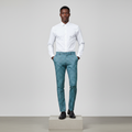 Mint Green Navy Gingham Trousers – Front Model