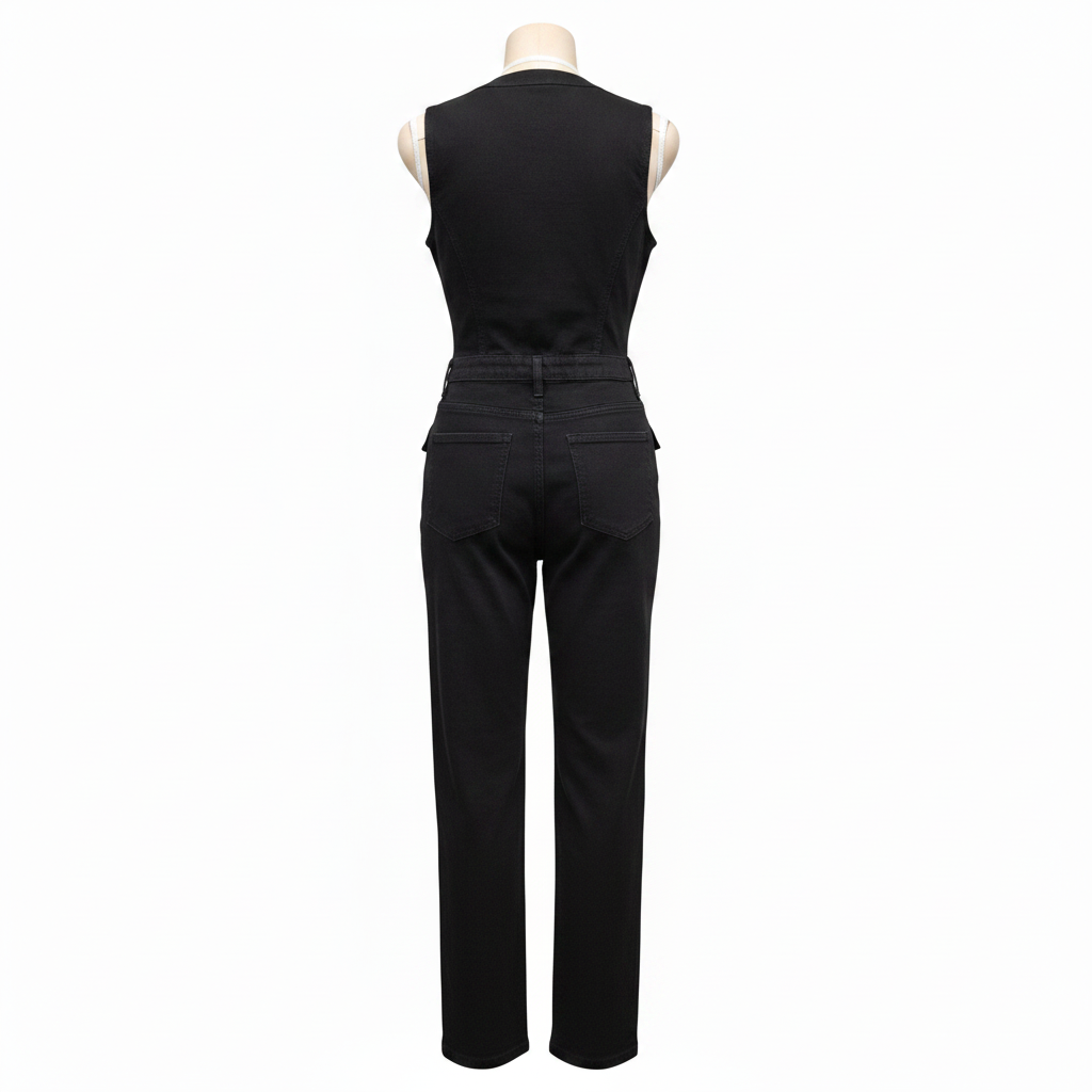 Black Denim Co-ord Set - Ghost Mannequin Back