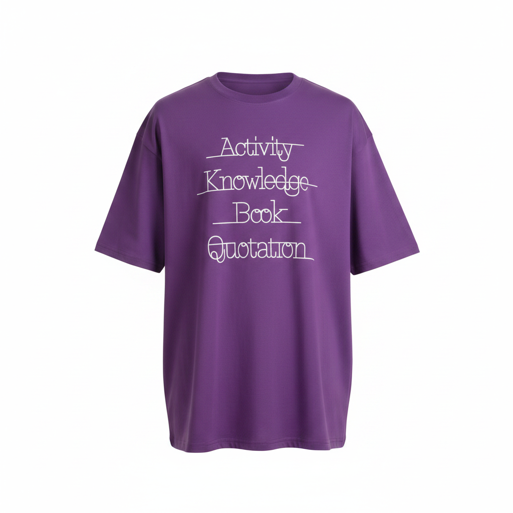 Purple Strikethrough Text Graphic Oversized Tee – Ghost Mannequin