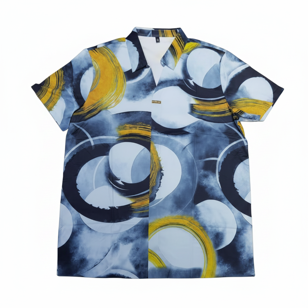 Abstract Circle Print Short-Sleeved Shirt - Ghost Mannequin