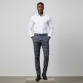 Dark Navy White Fine Plaid Trousers – Front Model