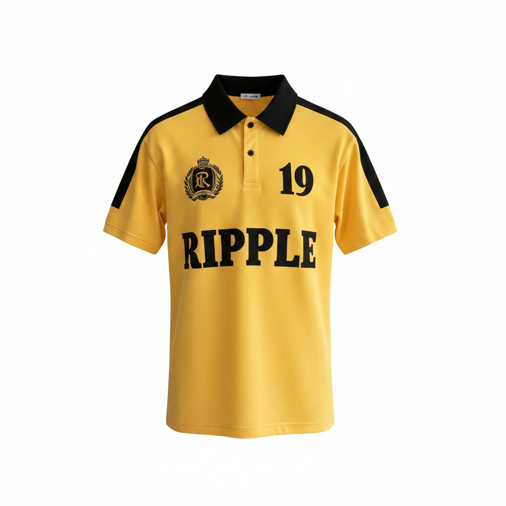 Men's Yellow Graphic Polo Shirt - Ghost Mannequin Front View