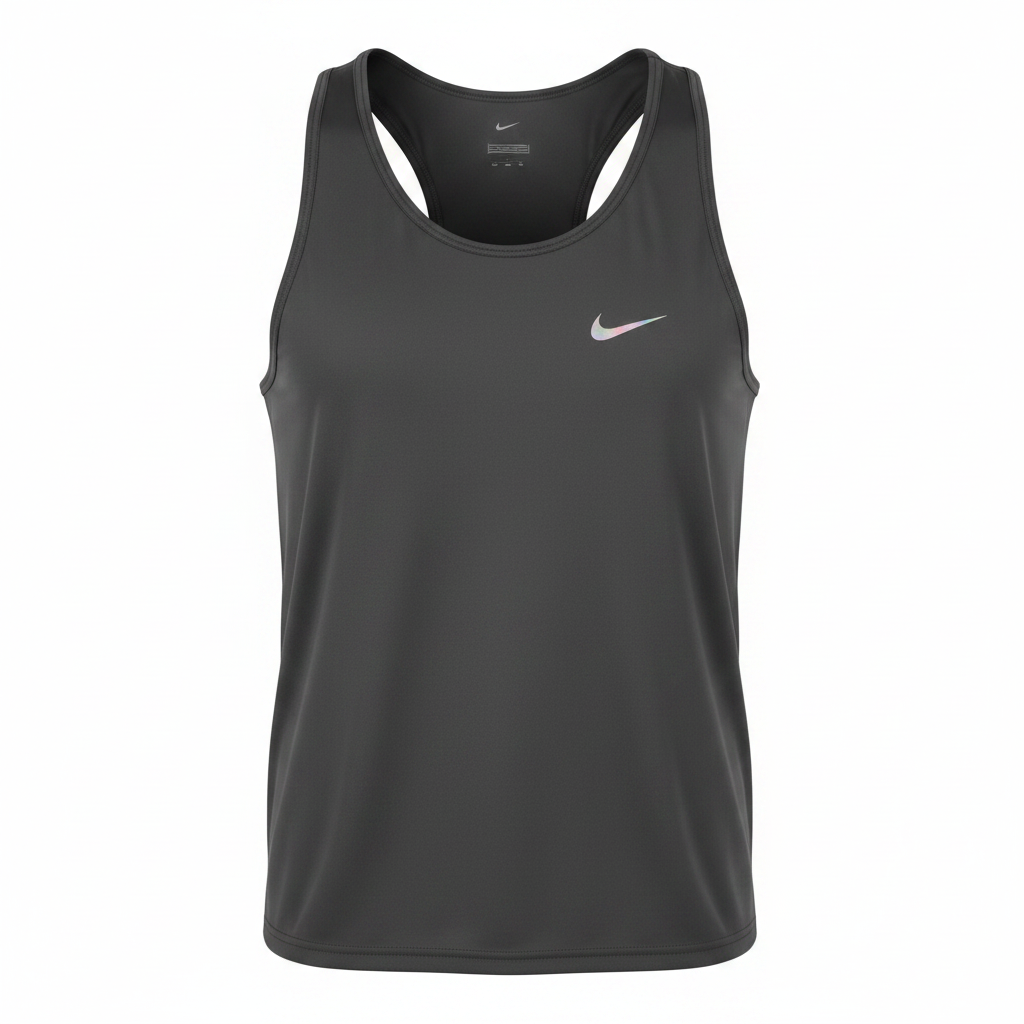 Nike charcoal sleeveless sport tank vest ghost mannequin view
