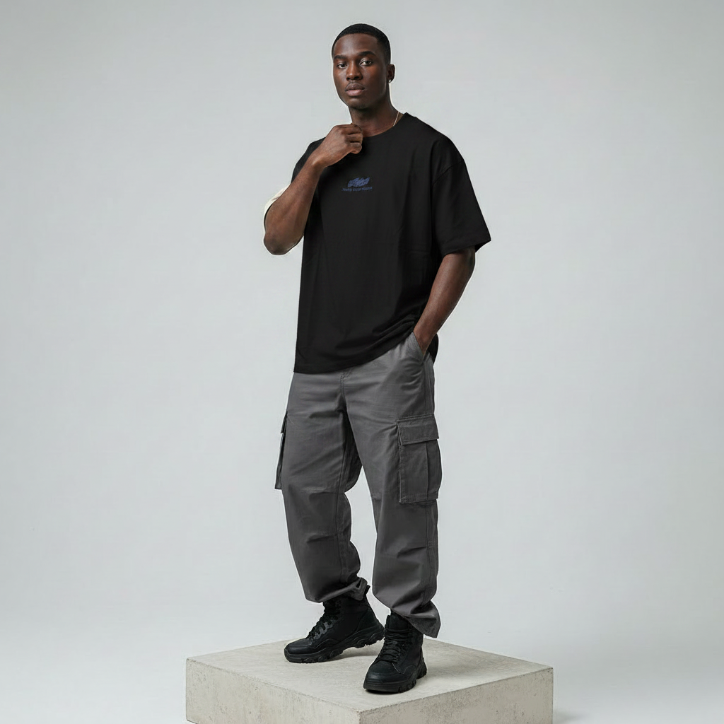 Black Make Today Count Oversized Tee - Model Front