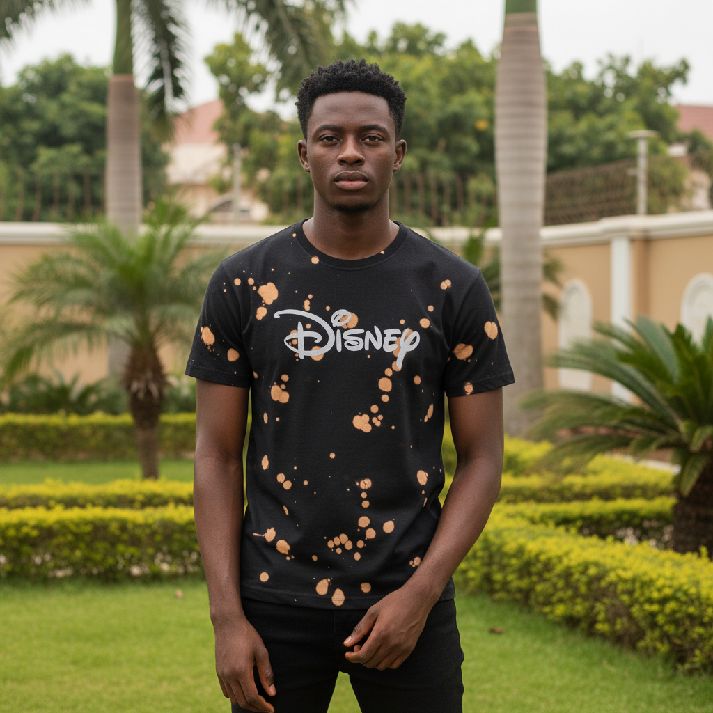 Bleach Splash Graphic Tee – Black on model