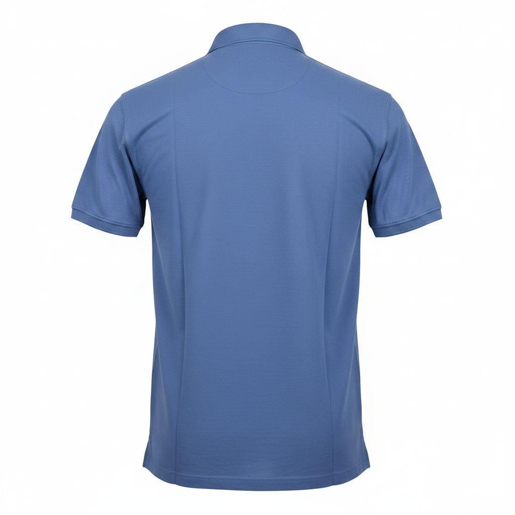 Steel Blue Polo Shirt – Ghost Mannequin Back