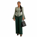 Sage & Forest Green Peplum Blazer Trouser Suit Set – Model Shot
