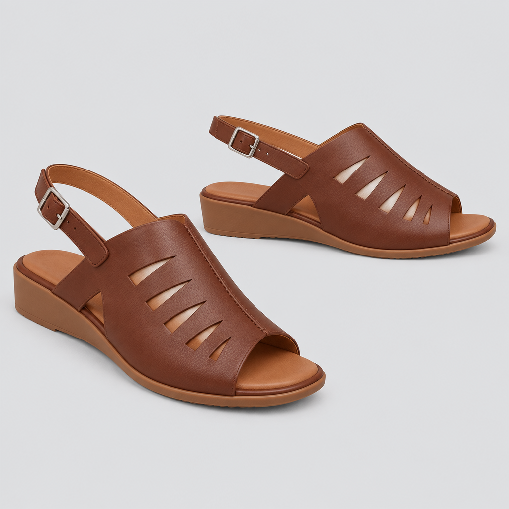 Brown cutout slingback sandals product-only pair