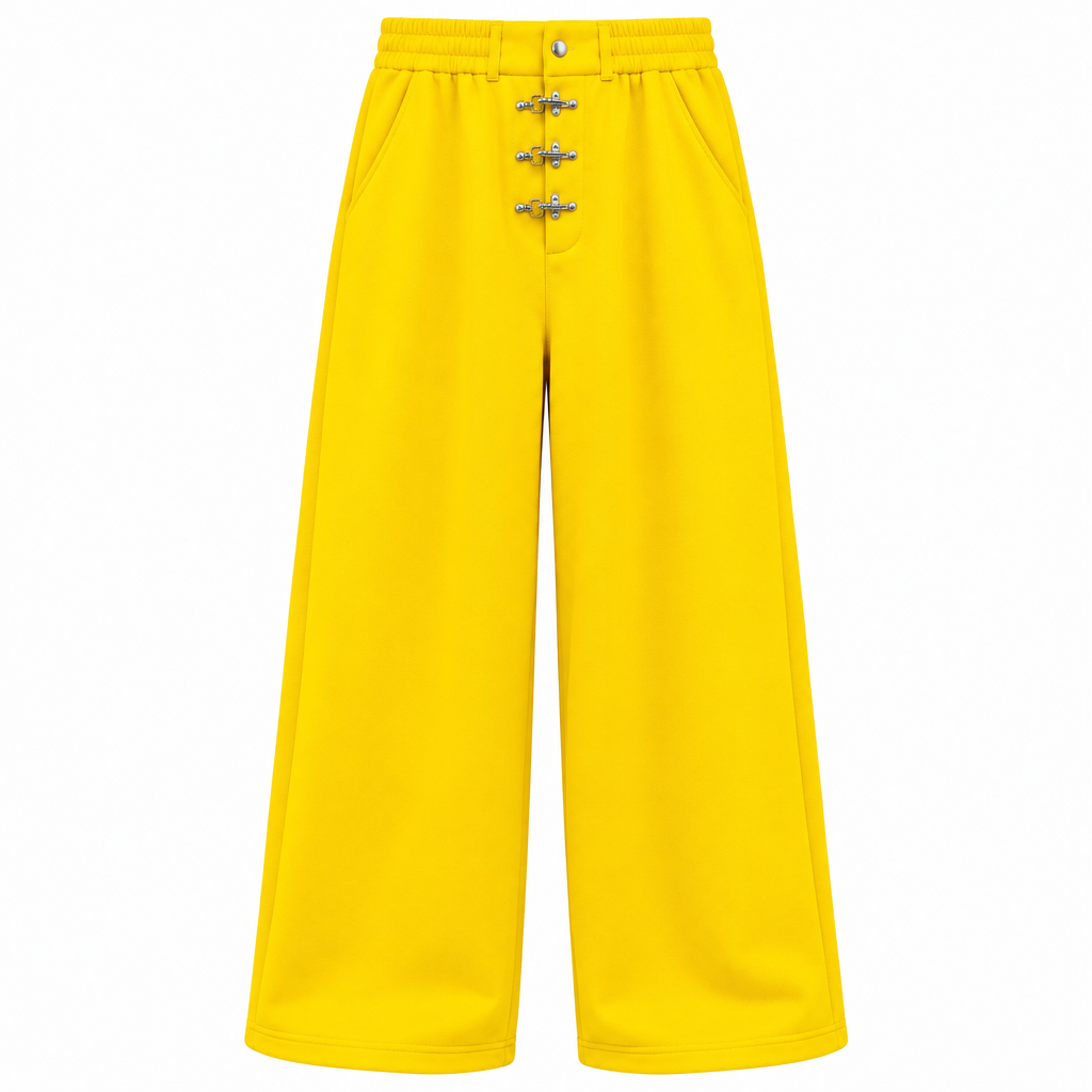 Yellow Wide-Leg Jogger Trousers Metal Toggle Clasp – Ghost Mannequin