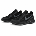 Triple black mesh cushioned running sneakers pair