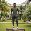 Men's Olive Green Long-Sleeve Athletic Performance Shirt – Nigerian Male Model