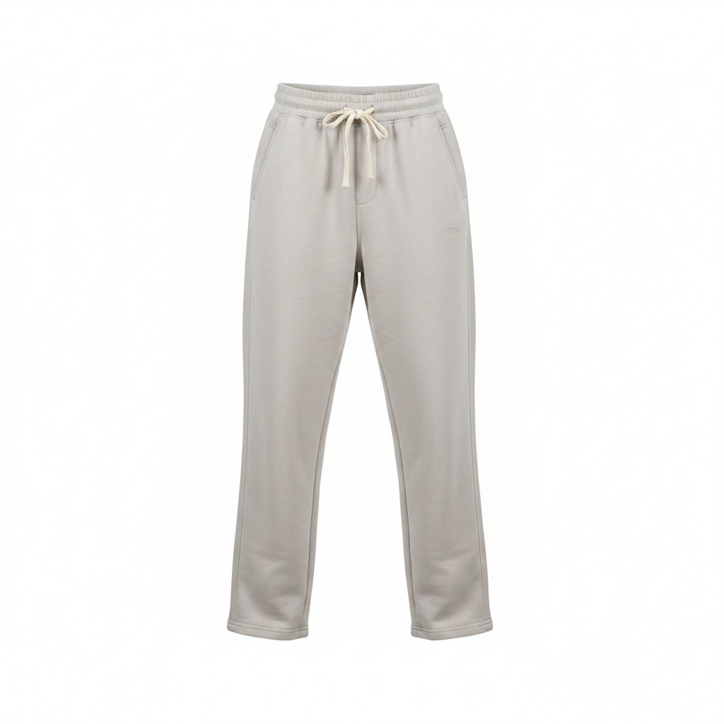 Unisex light grey relaxed straight-leg sweatpants with drawstring waist ghost mannequin view