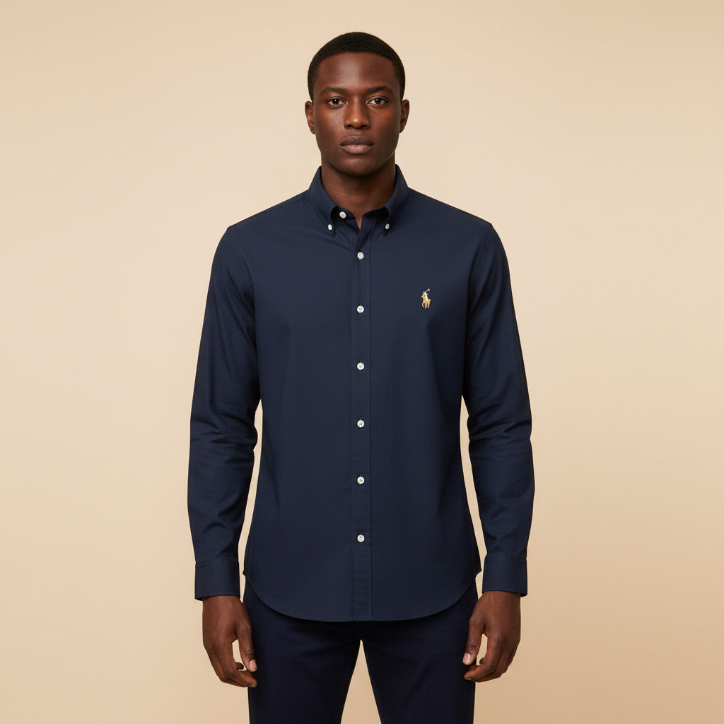 Dark Navy Long Sleeve Shirt - Front Model View