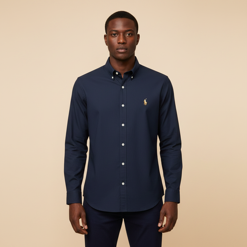 Dark Navy Long Sleeve Shirt - Front Model View