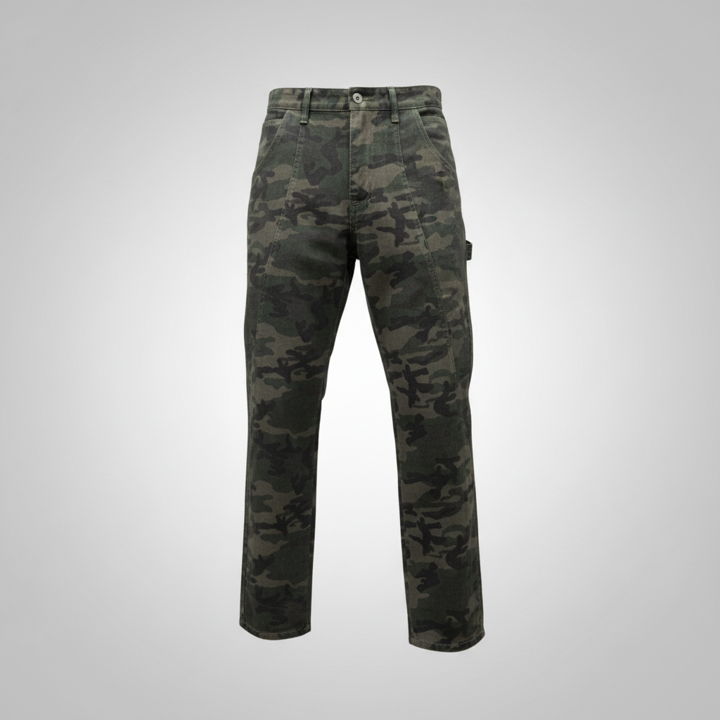 Ghost mannequin dark camo carpenter straight-leg jeans