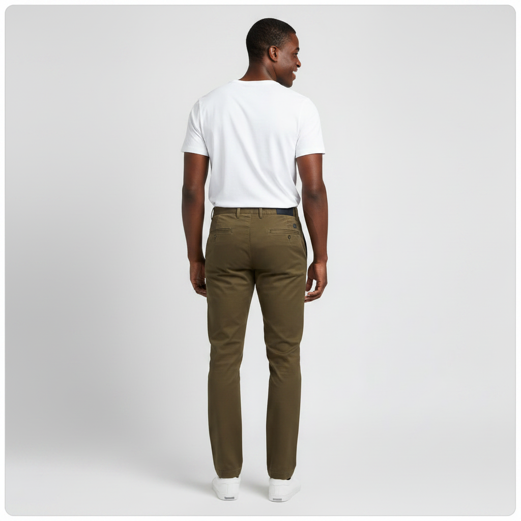 Dockers Khaki Chino Trousers Olive - Model Back