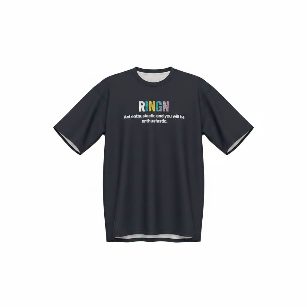 Navy Motivational Quote Graphic Short-Sleeved Shirt - Ghost Mannequin