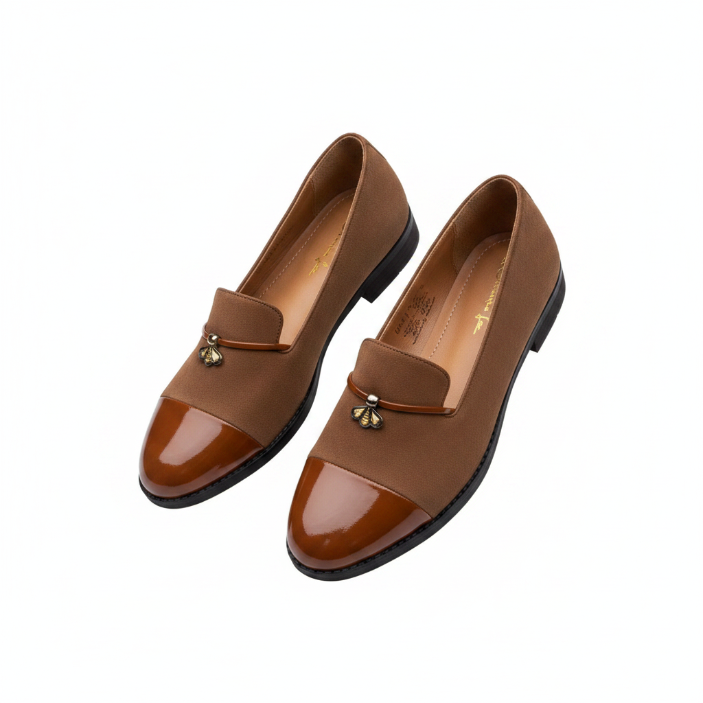 Women's Two-Tone Suede & Patent Loafer - Brown Ghost Mannequin