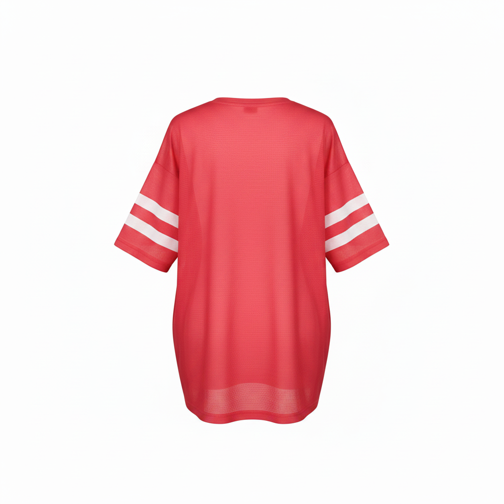 Ghost mannequin back view - red Sunny cartoon graphic top