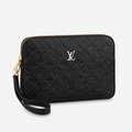 Black fine tonal pattern wrist pouch on white