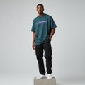 Teal Seventeen Graphic Oversized Tee - Male Model Front
