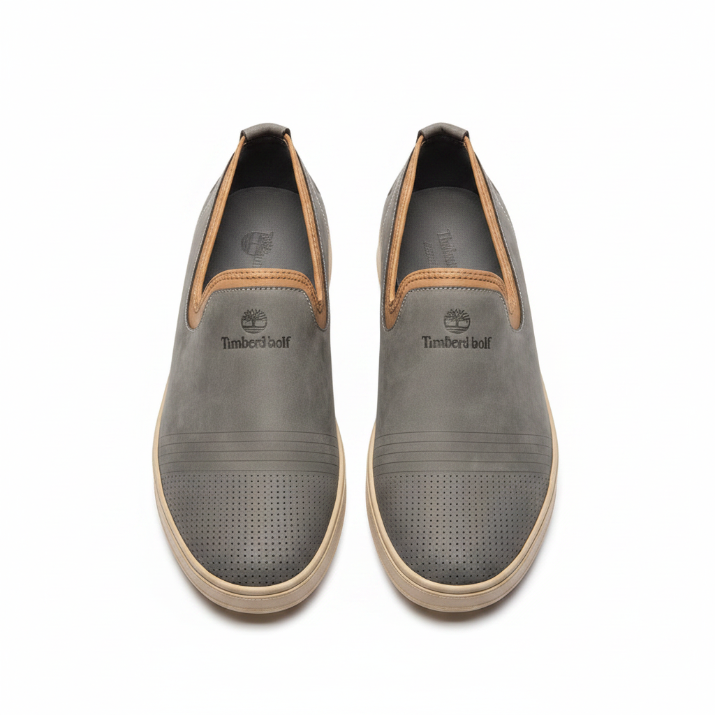 Men's slip-on sneakers ghost mannequin view showing full pair