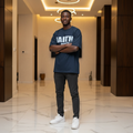 Faith Over Fear Tee Navy Blue – Model Shot