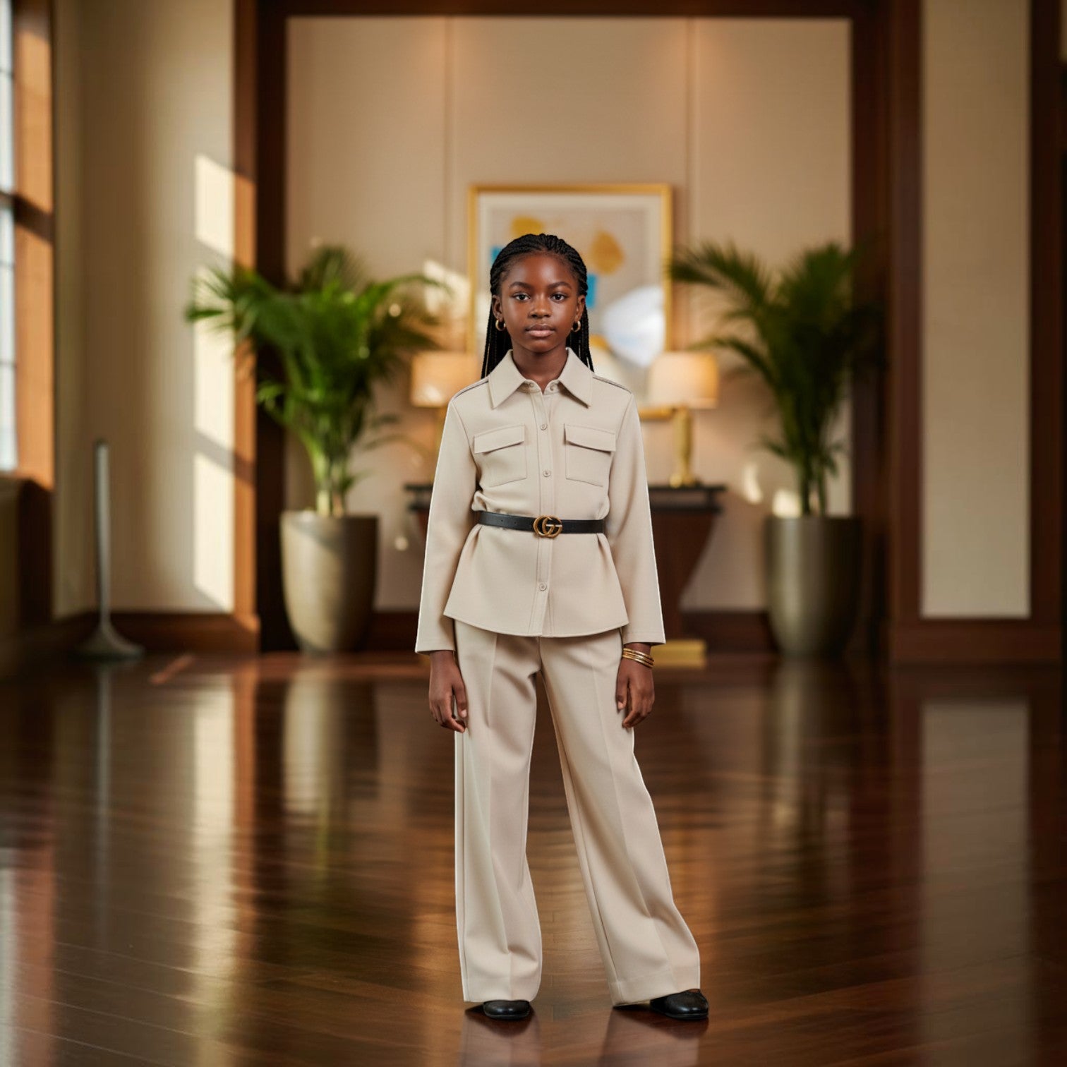 Girls Safari Co-ord Set â€“ Model Editorial Shot