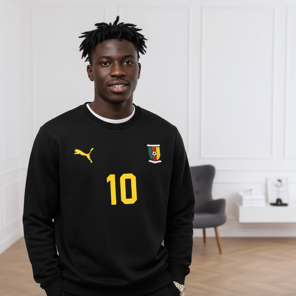 Cameroon No.10 Football Sweatshirt – Model Shot