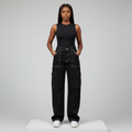 Black High-Waist Wide-Leg Cargo Denim Jeans – Front Model