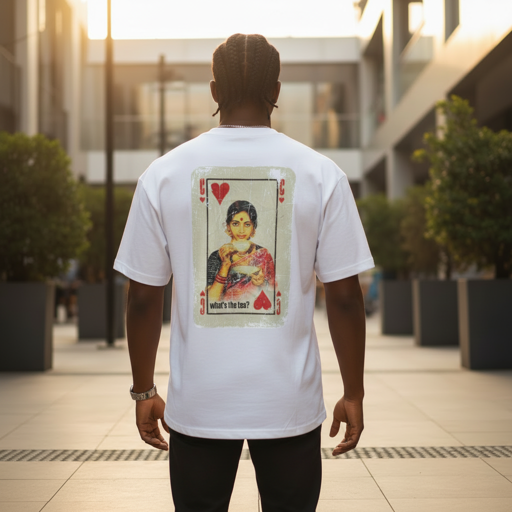 What's the Tea? Graphic Tee White – Back Model View
