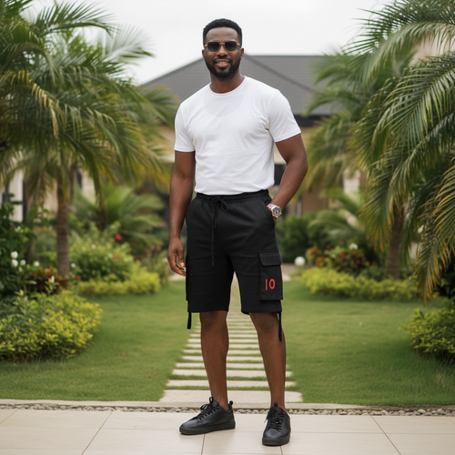 Men's Cargo Shorts – Model Shot Black