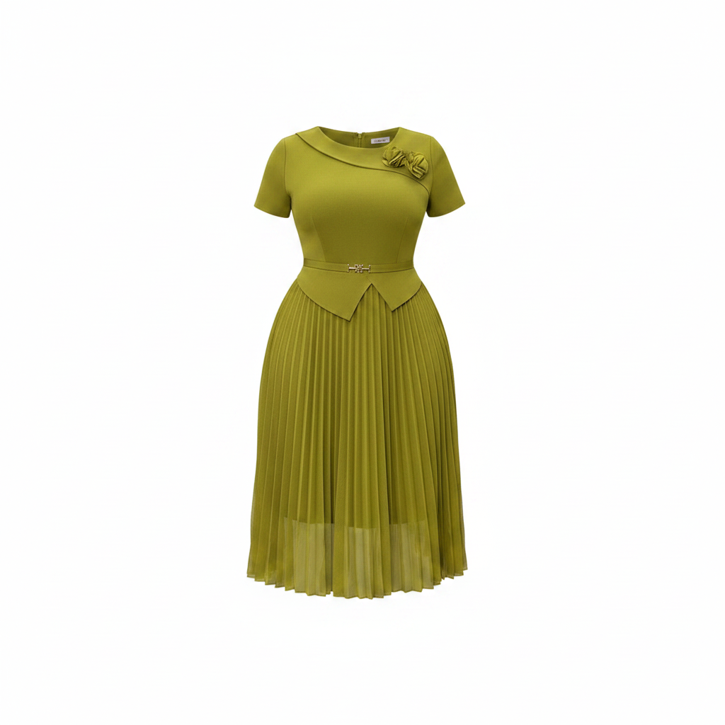 Olive Green Floral Brooch Pleated Skirt Set – Ghost Mannequin
