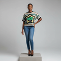 Multicolour Stripe Knit Star Graphic Short-Sleeved Shirt - Model Front